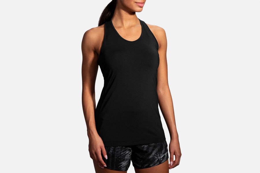 Brooks Women's Pick-Up Tank Tops Black/Asphalt ( FBVSH0374 )